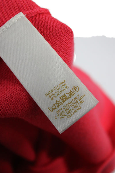 Kate Spade New York Women Cardigan Pink 3/4 Sleeve Round Neck Cotton Size XS