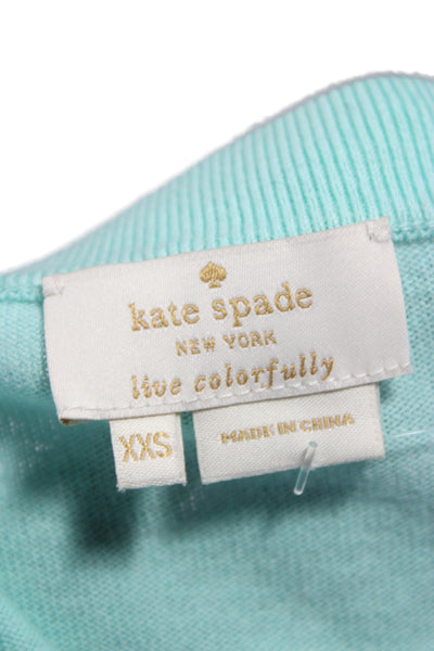 Kate Spade New York Women Green Cardigan 3/4 Sleeve Round Neck Size 2XS