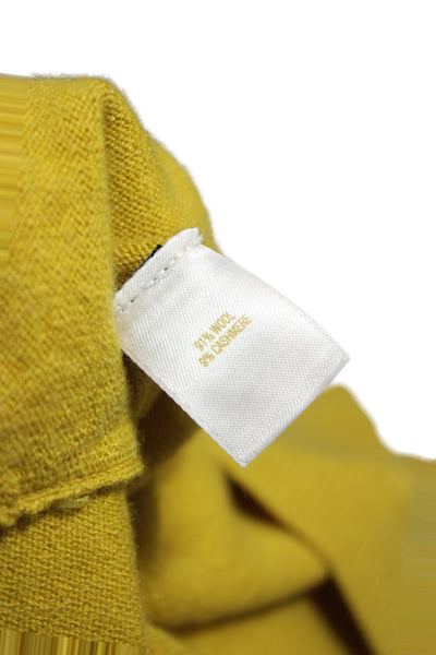 Kate Spade New York Women Cardigan Yellow Wool 3/4 Sleeve Round Neck Size 2XS