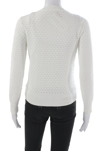 Kate Spade New York Womens Cardigan White Long Sleeve Round Neck Size 2XS