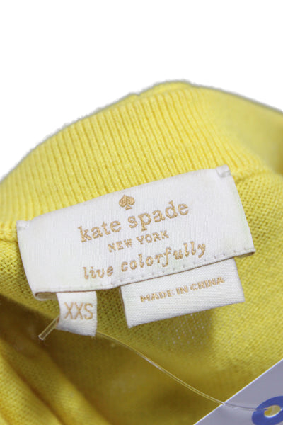 Kate Spade New York Womens Cardigan Yellow 3/4 Sleeve Cotton Size 2XS