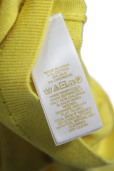Kate Spade New York Womens Cardigan Yellow 3/4 Sleeve Cotton Size 2XS