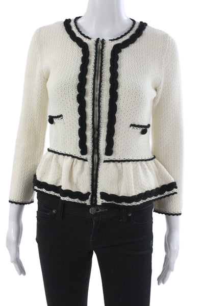 RED Valentino Women Basic Jacket Ivory Zip Long Sleeve Size XS