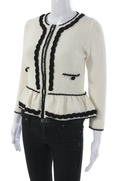 RED Valentino Women Basic Jacket Ivory Zip Long Sleeve Size XS