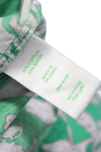 Lilly Pulitzer Womens Green Floral Collared Tunic Long Sleeve Size 2XS