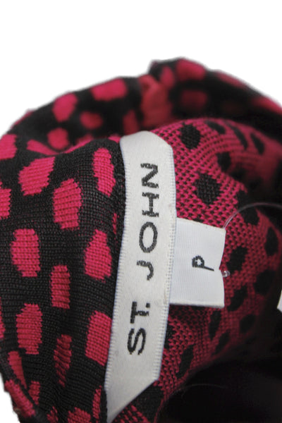 St. John Women Sleeveless Mock Neck Black Animal Print Tank Size PP