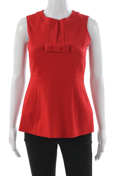 Kate Spade New York Womens Basic Sleeveless Round Neck Solid Red Blouse Size 00