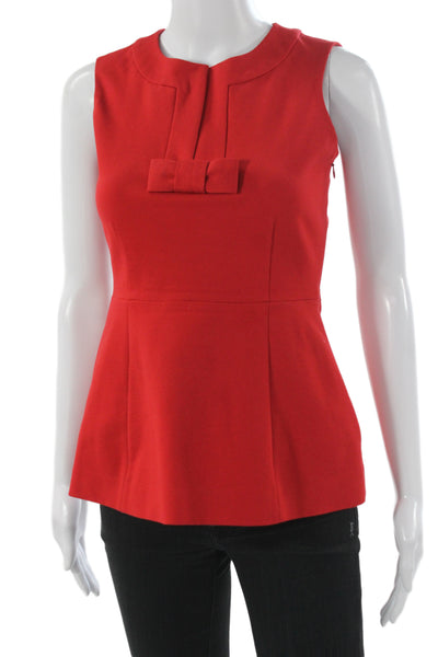 Kate Spade New York Womens Basic Sleeveless Round Neck Solid Red Blouse Size 00