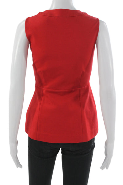 Kate Spade New York Womens Basic Sleeveless Round Neck Solid Red Blouse Size 00