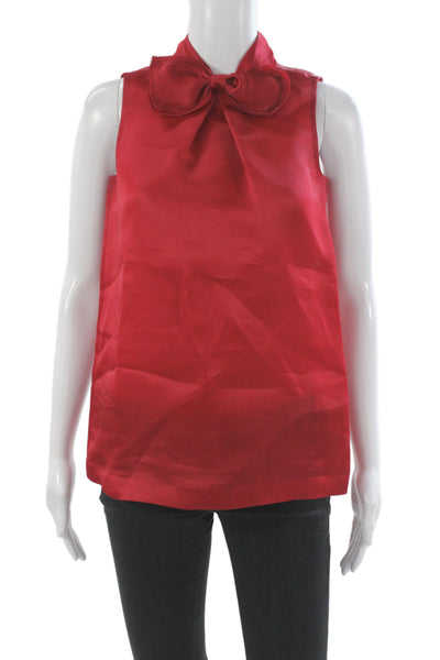 Kate Spade New York Women Red Silk High Neck Sleeveless Basic Blouse Size 00