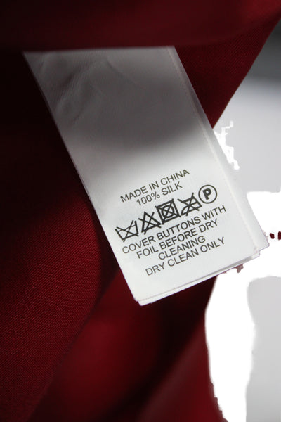 Kate Spade New York Women Red Silk High Neck Sleeveless Basic Blouse Size 00