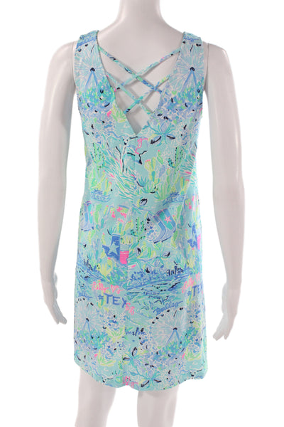 Lilly Pulitzer Women Shift Dress Multicolor Sleeveless Pima Cotton Size 2XS