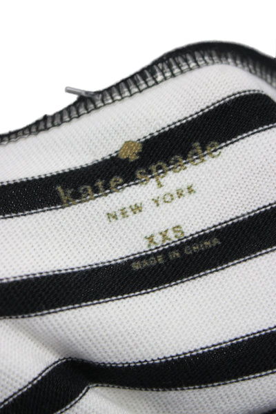 Kate Spade New York Womens Black Striped T-Shirt Dress Boatneck Cotton Size 2XS
