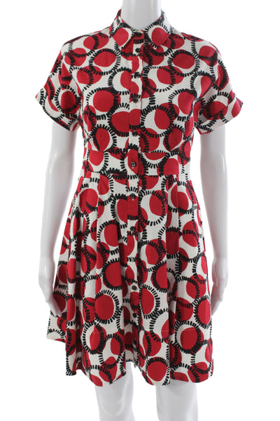 Kate Spade New York Women Shirt Dress Red Short Sleeve Collared Size 00