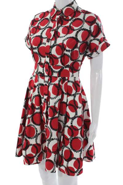 Kate Spade New York Women Shirt Dress Red Short Sleeve Collared Size 00