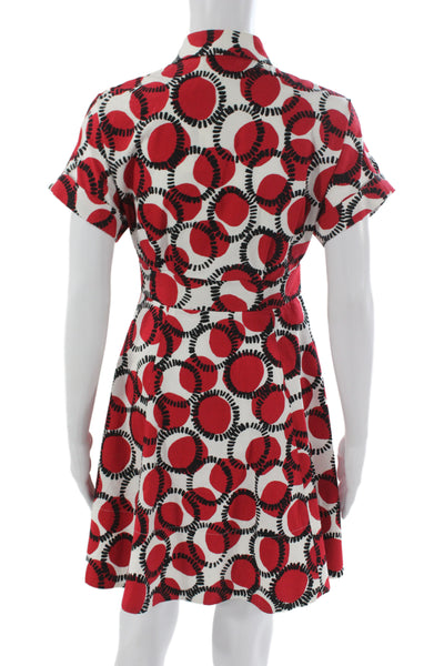 Kate Spade New York Women Shirt Dress Red Short Sleeve Collared Size 00