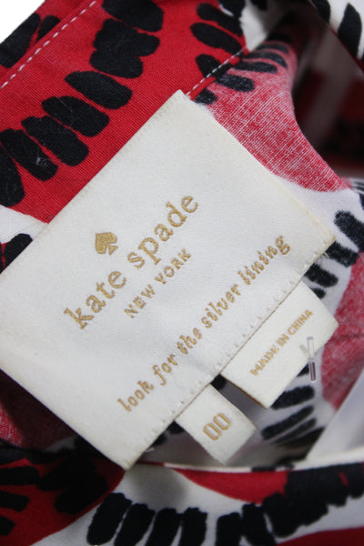 Kate Spade New York Women Shirt Dress Red Short Sleeve Collared Size 00