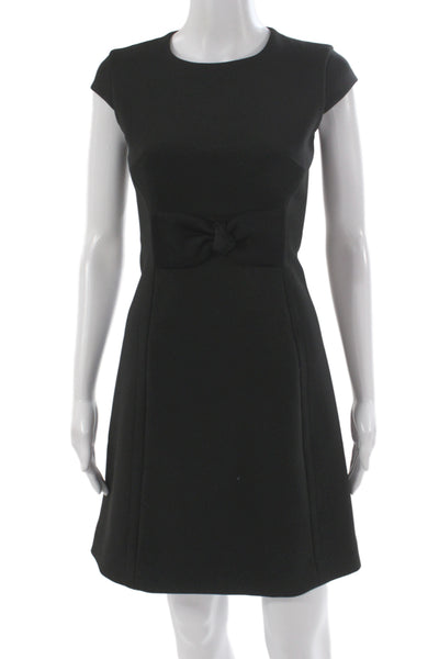 Kate Spade New York Women Sheath Dress Black Short Sleeve Round Neck Size 00