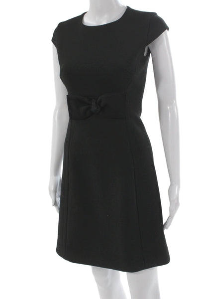 Kate Spade New York Women Sheath Dress Black Short Sleeve Round Neck Size 00