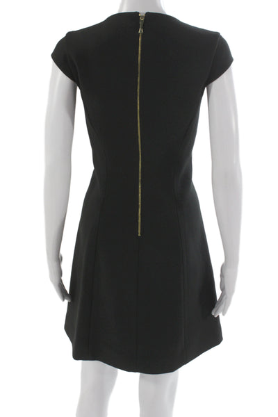 Kate Spade New York Women Sheath Dress Black Short Sleeve Round Neck Size 00