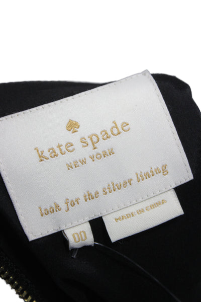 Kate Spade New York Women Sheath Dress Black Short Sleeve Round Neck Size 00