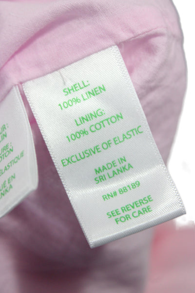 Lily Pulitzer Women Shift Dress Pink Linen V-Neck 3/4 Sleeve Short Size 00