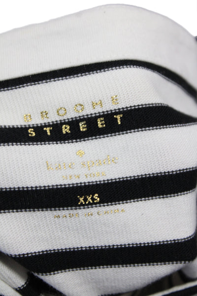 Broome Street Women T-Shirt Dress Black Striped Boat Neck Cotton Size 2XS