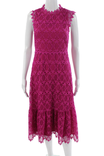 Kate Spade Women Fit & Flare Pink Midi Dress High Neck Sleeveless Size 00