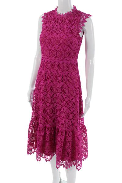 Kate Spade Women Fit & Flare Pink Midi Dress High Neck Sleeveless Size 00