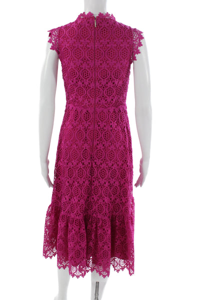Kate Spade Women Fit & Flare Pink Midi Dress High Neck Sleeveless Size 00