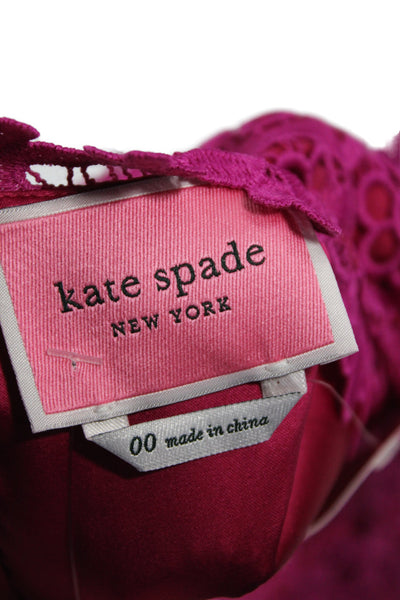 Kate Spade Women Fit & Flare Pink Midi Dress High Neck Sleeveless Size 00