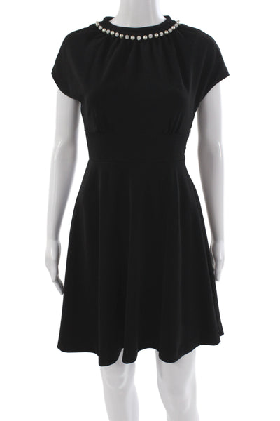 Kate Spade Womens Fit & Flare Dress Black Short Sleeve Round Neck Size 00