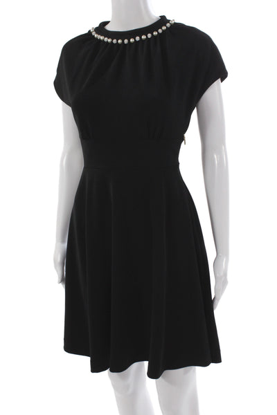 Kate Spade Womens Fit & Flare Dress Black Short Sleeve Round Neck Size 00