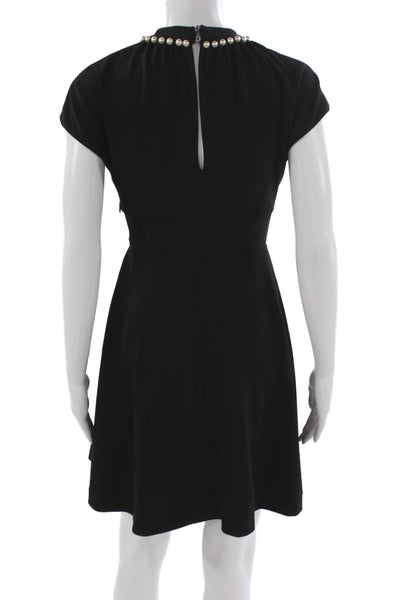 Kate Spade Womens Fit & Flare Dress Black Short Sleeve Round Neck Size 00