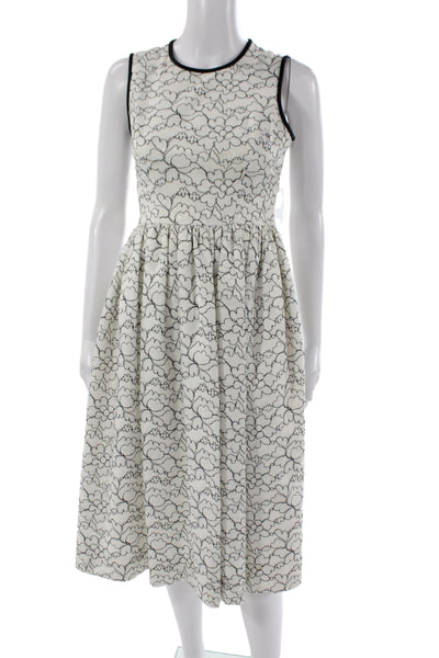 Kate Spade Women Fit & Flare White Sleeveless Round Neck Mid-Calf Dress Size 00