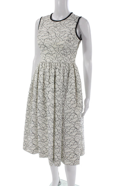 Kate Spade Women Fit & Flare White Sleeveless Round Neck Mid-Calf Dress Size 00