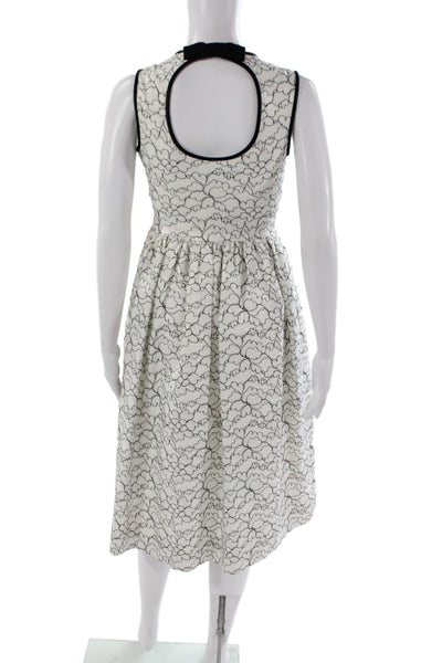 Kate Spade Women Fit & Flare White Sleeveless Round Neck Mid-Calf Dress Size 00