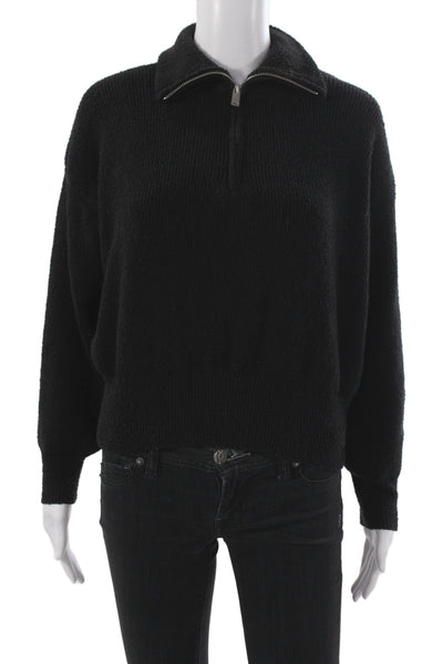 Zara Womens Pullover Black Collared Long Sleeve Solid Fall Size XS