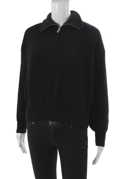 Zara Womens Pullover Black Collared Long Sleeve Solid Fall Size XS