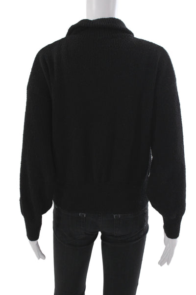 Zara Womens Pullover Black Collared Long Sleeve Solid Fall Size XS