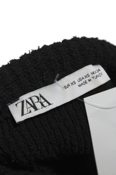 Zara Womens Pullover Black Collared Long Sleeve Solid Fall Size XS