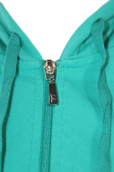Danskin Womens Full Zip Hoodie Green High Neck Drawstring Long Sleeve Size S