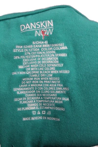 Danskin Womens Full Zip Hoodie Green High Neck Drawstring Long Sleeve Size S
