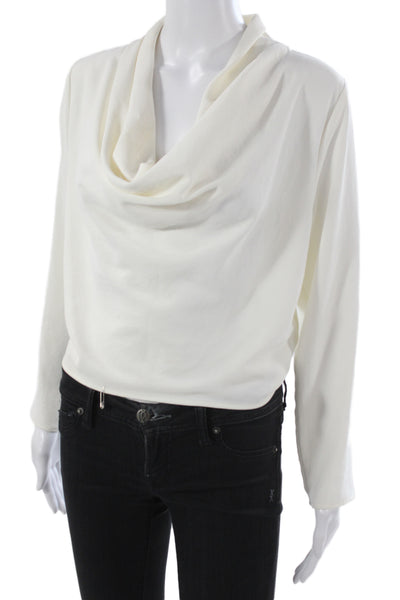 Zara Womens Basic Blouse White Cowl Neck Long Sleeve Polyester Size XS