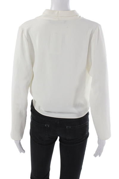 Zara Womens Basic Blouse White Cowl Neck Long Sleeve Polyester Size XS