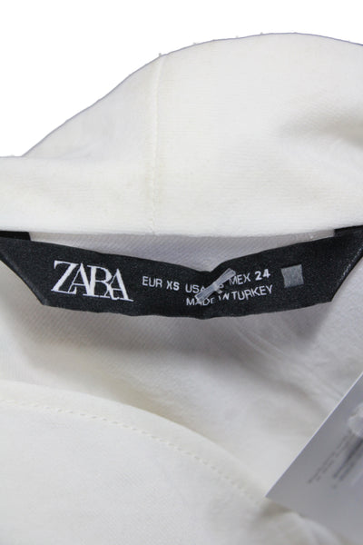 Zara Womens Basic Blouse White Cowl Neck Long Sleeve Polyester Size XS