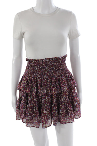 Olivaceous Womens Multicolor Floral Boho Mini Skirt Size M