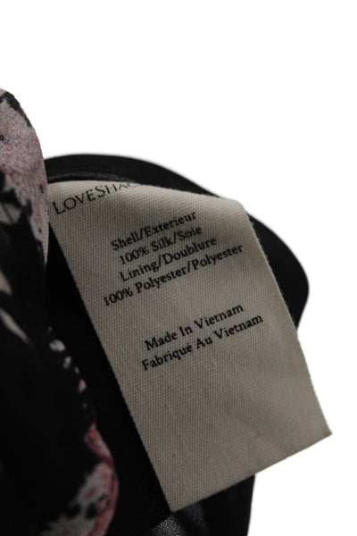 Love Shack Fancy Women Black Silk Floral Mini Skirt Pull On Size XS