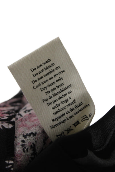 Love Shack Fancy Women Black Silk Floral Mini Skirt Pull On Size XS