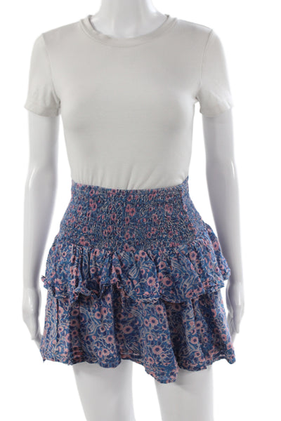 Cleobella Women Mini Blue Floral Cotton Skort Bohemian Size S